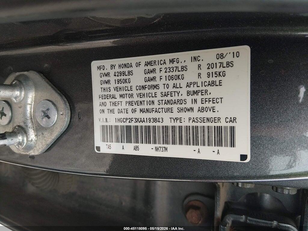 1HGCP2F3XAA193843 2010 HONDA ACCORD photo no. 7
