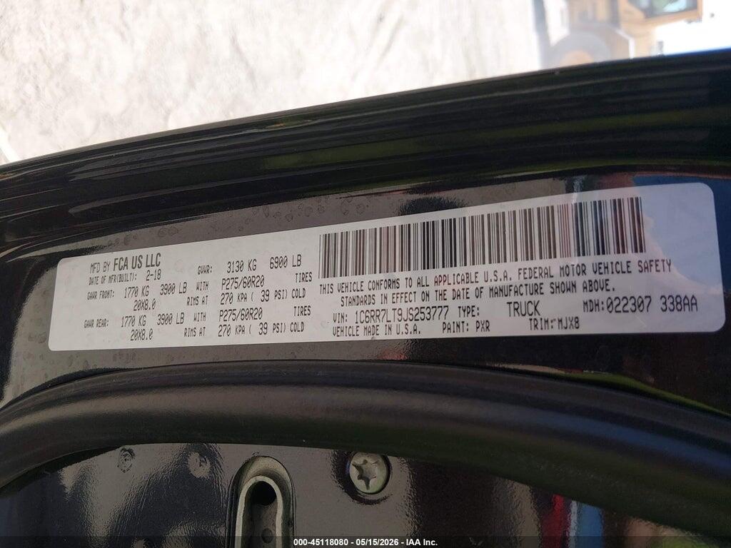 1C6RR7LT9JS253777 2018 RAM 1500 photo no. 9