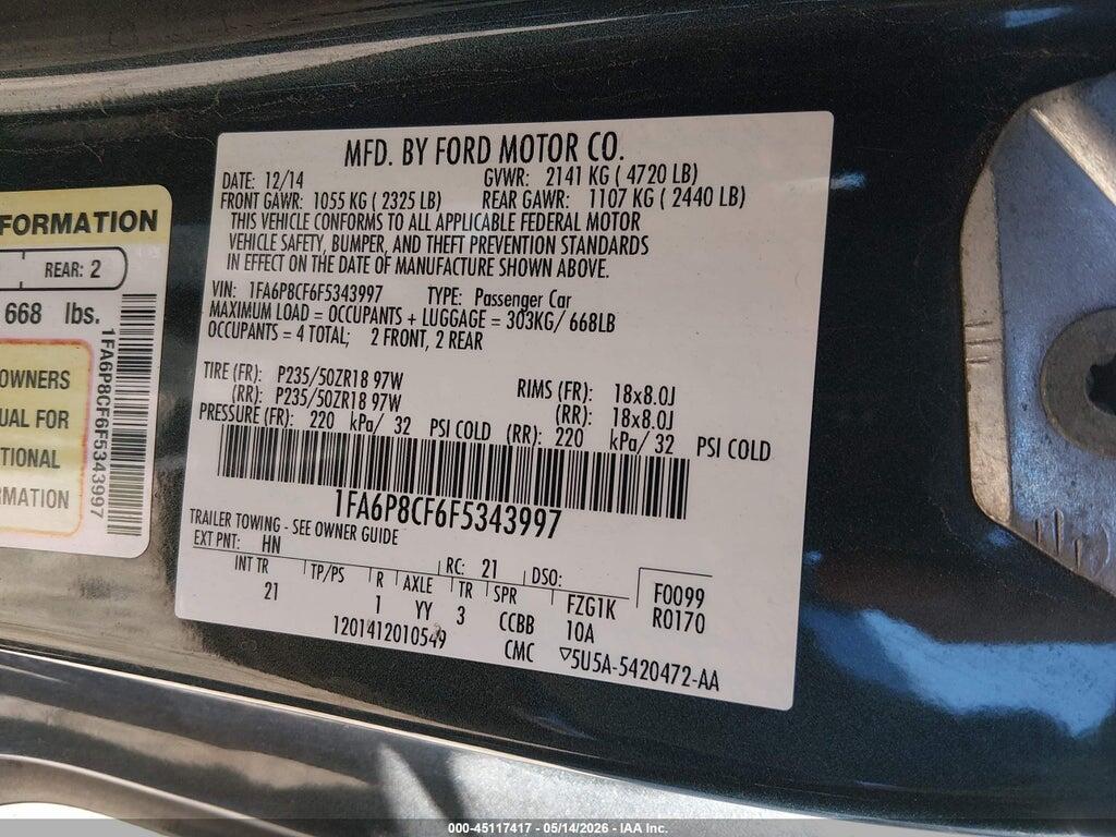 1FA6P8CF6F5343997 2015 FORD MUSTANG photo no. 9