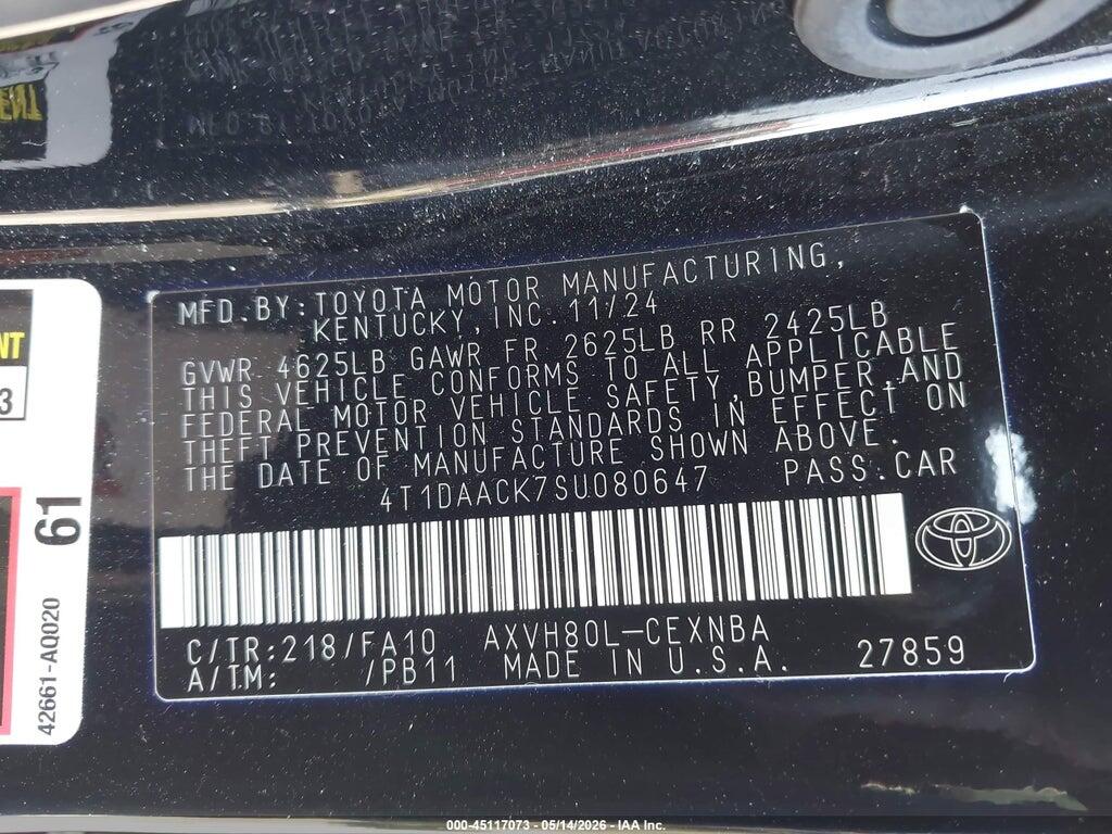 4T1DAACK7SU080647 2025 TOYOTA CAMRY photo no. 9