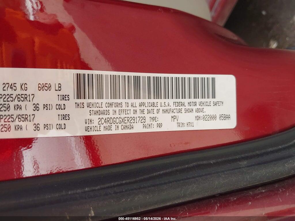 2C4RDGCGXER291729 2014 DODGE GRAND CARAVAN photo no. 9