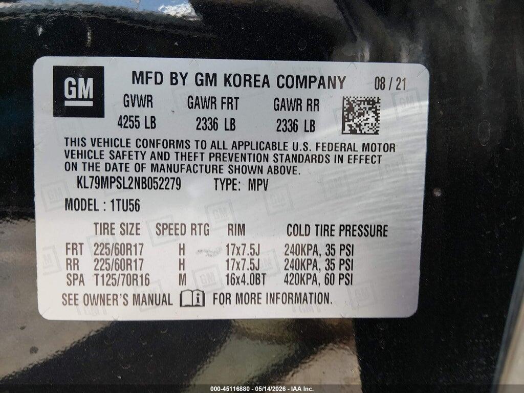 KL79MPSL2NB052279 2022 CHEVROLET TRAILBLAZER photo no. 9