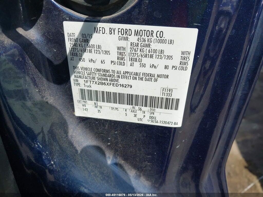 1FT7X2B6XFED16279 2015 FORD F-250 photo no. 9
