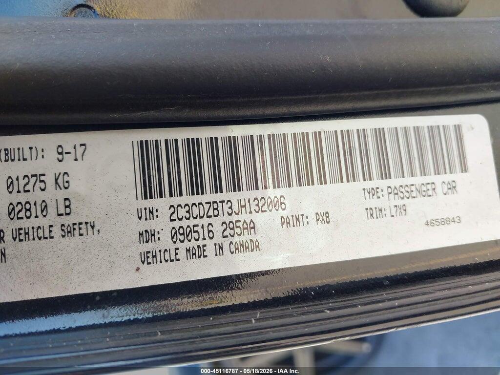 2C3CDZBT3JH132006 2018 DODGE CHALLENGER photo no. 9