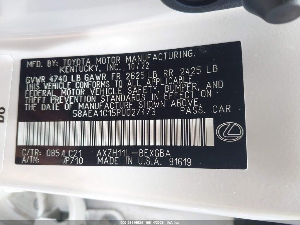 58AEA1C15PU027473 2023 LEXUS ES 300H photo no. 9