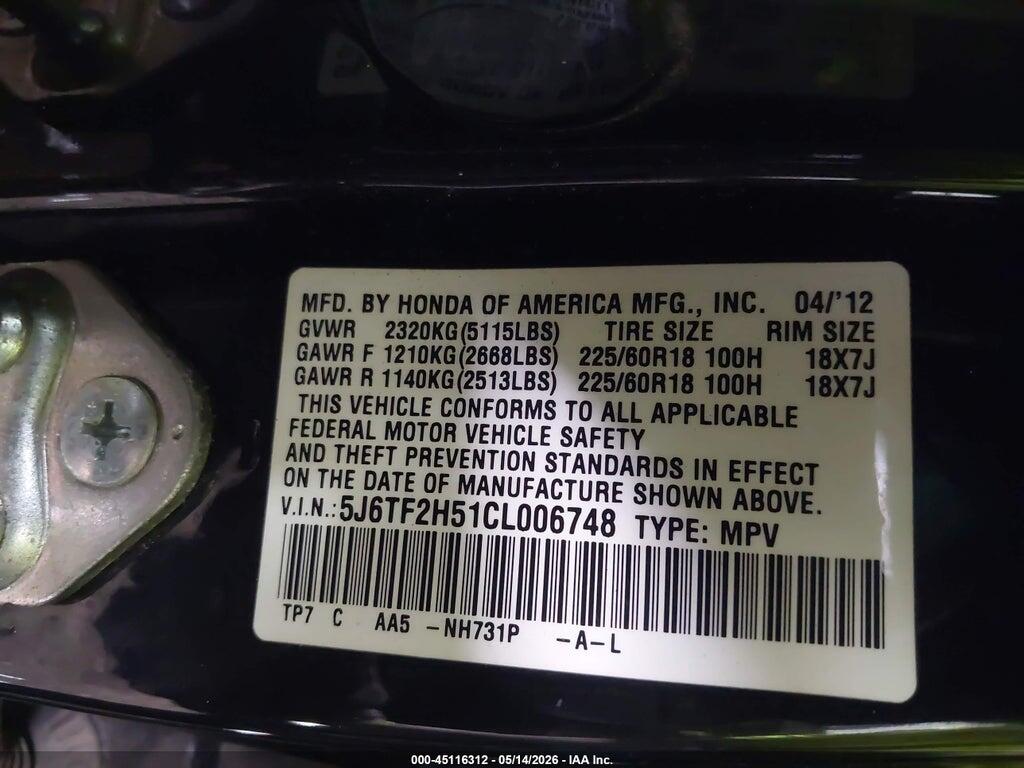 5J6TF2H51CL006748 2012 HONDA CROSSTOUR photo no. 9