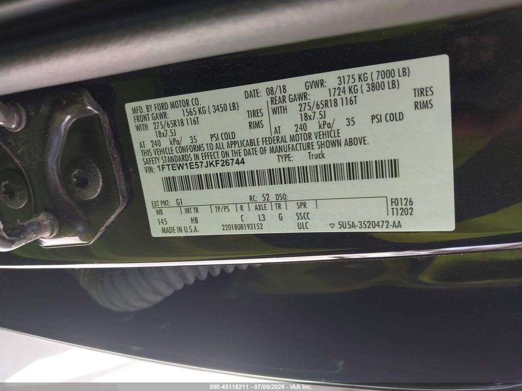 1FTEW1E57JKF26744 2018 FORD F-150 photo no. 9