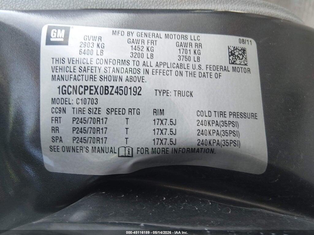 1GCNCPEX0BZ450192 2011 CHEVROLET SILVERADO 1500 photo no. 9