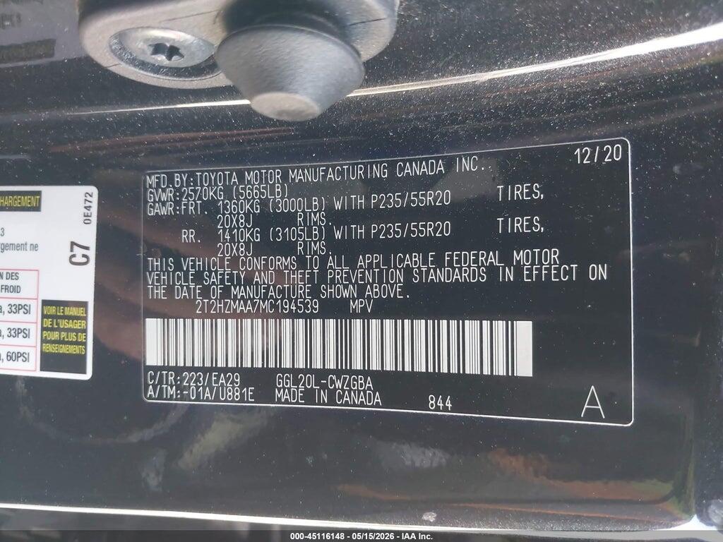 2T2HZMAA7MC194539 2021 LEXUS RX 350 photo no. 9