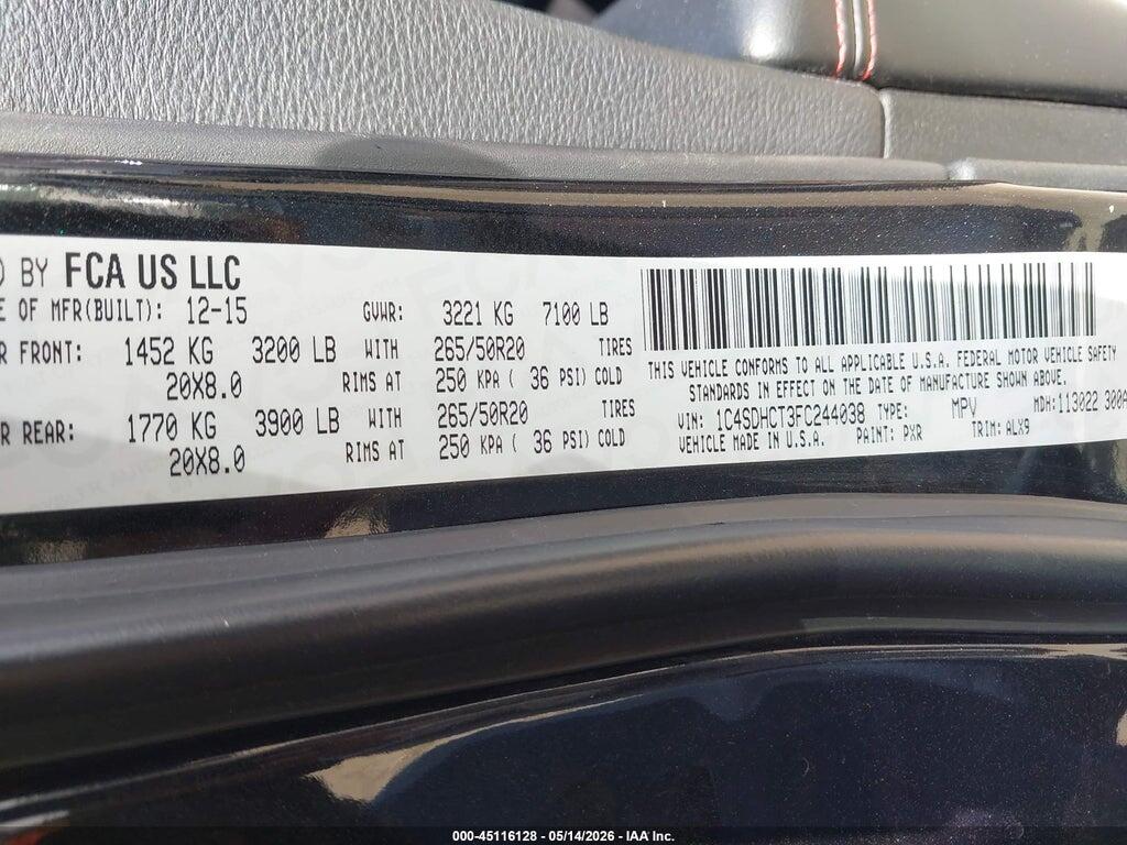 1C4SDHCT3FC244038 2015 DODGE DURANGO photo no. 9