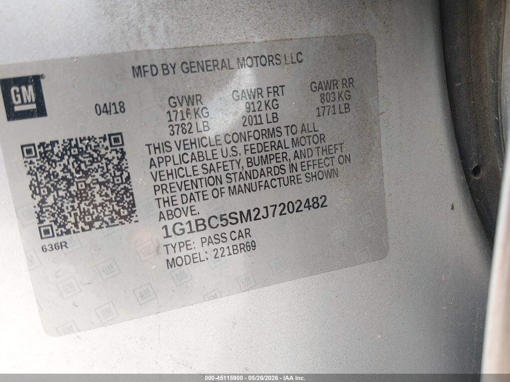 1G1BC5SM2J7202482 2018 CHEVROLET CRUZE photo no. 9