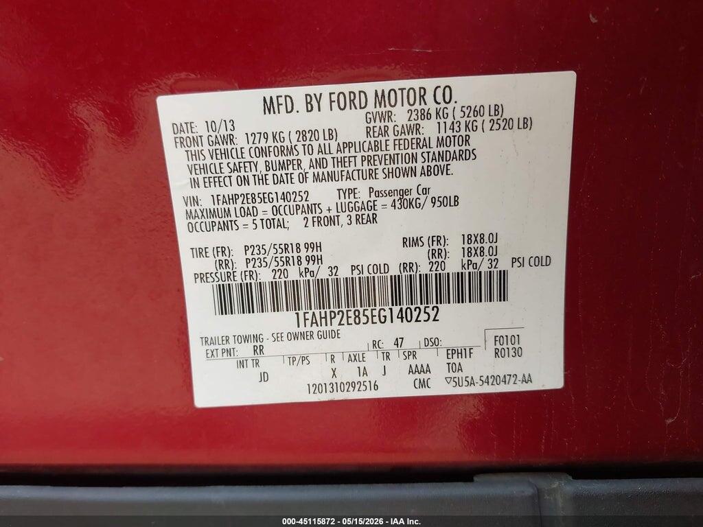1FAHP2E85EG140252 2014 FORD TAURUS photo no. 9