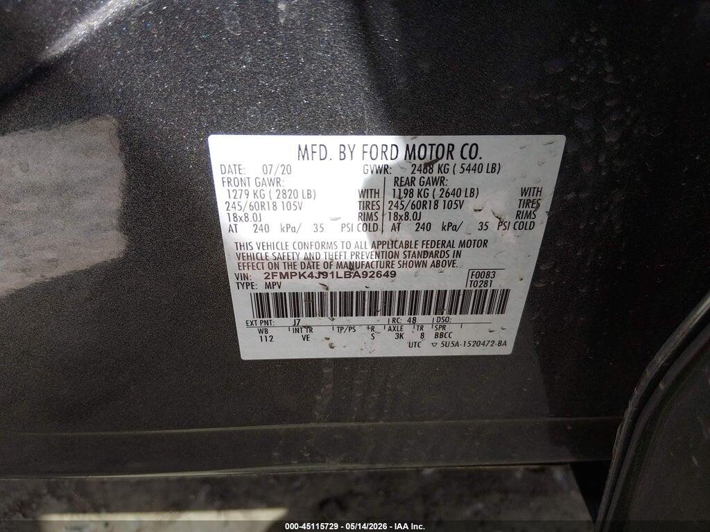 2FMPK4J91LBA92649 2020 FORD EDGE photo no. 9