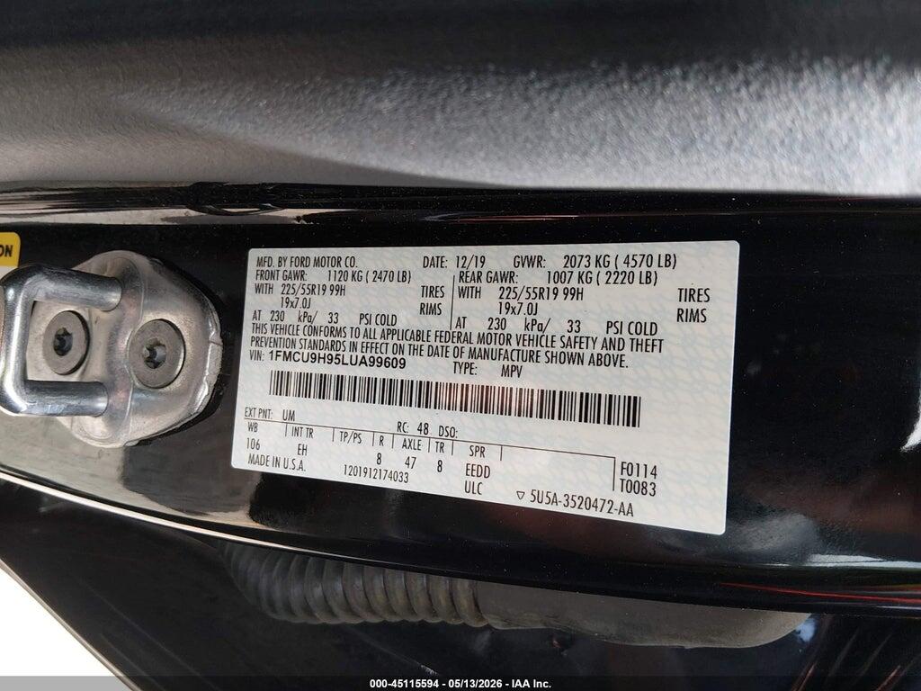 1FMCU9H95LUA99609 2020 FORD ESCAPE photo no. 9