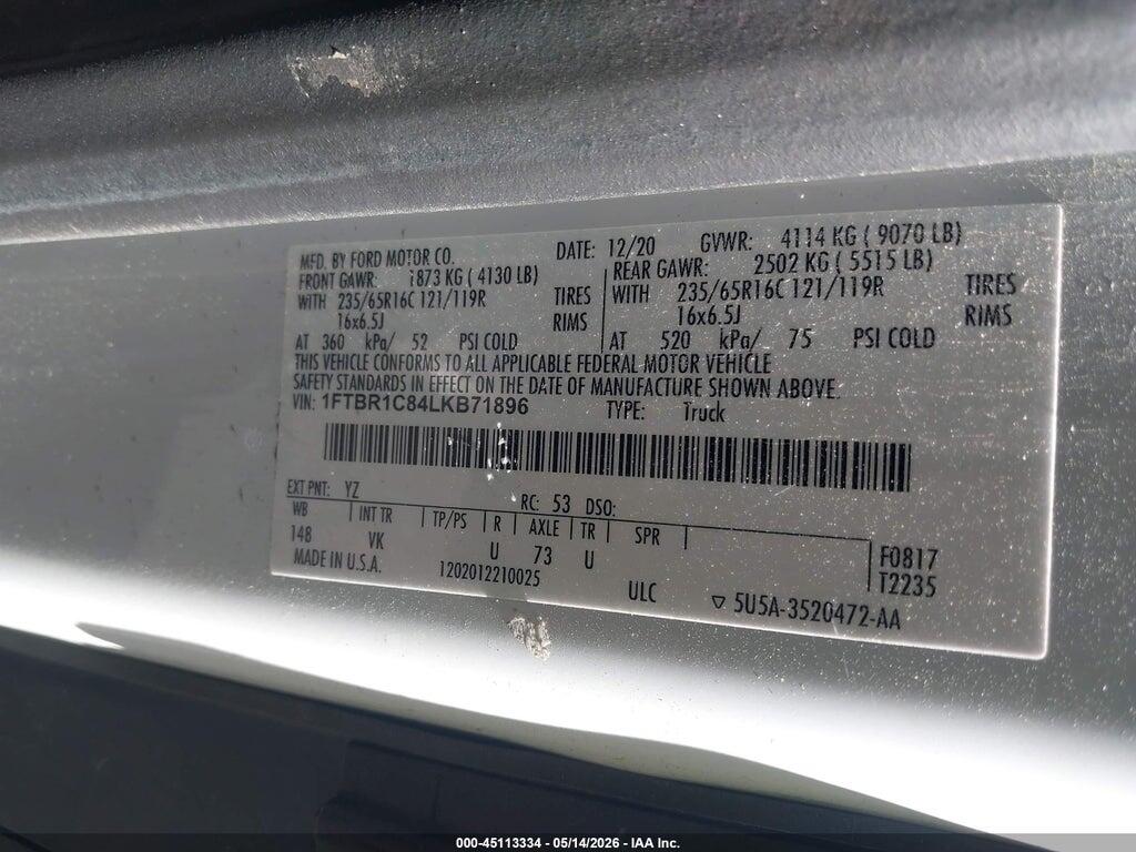 1FTBR1C84LKB71896 2020 FORD TRANSIT photo no. 9