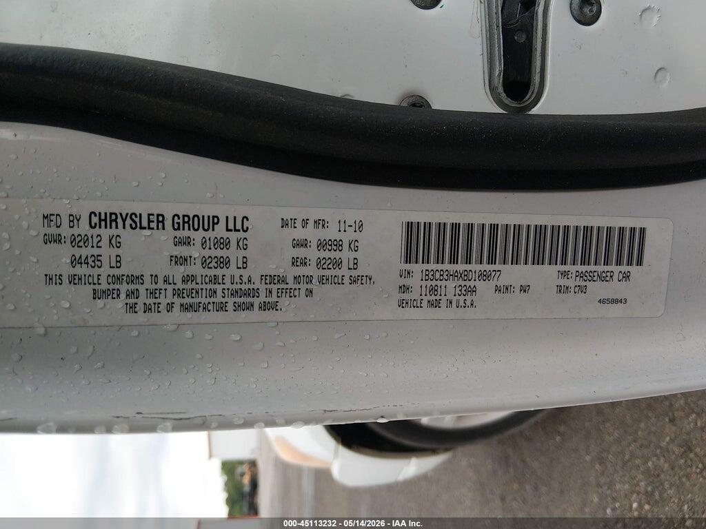 1B3CB3HAXBD108077 2011 DODGE CALIBER photo no. 9