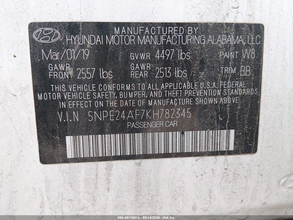 5NPE24AF7KH782345 2019 HYUNDAI SONATA photo no. 9
