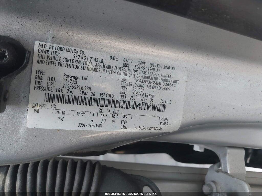 1FADP3F24HL335544 2017 FORD FOCUS photo no. 9