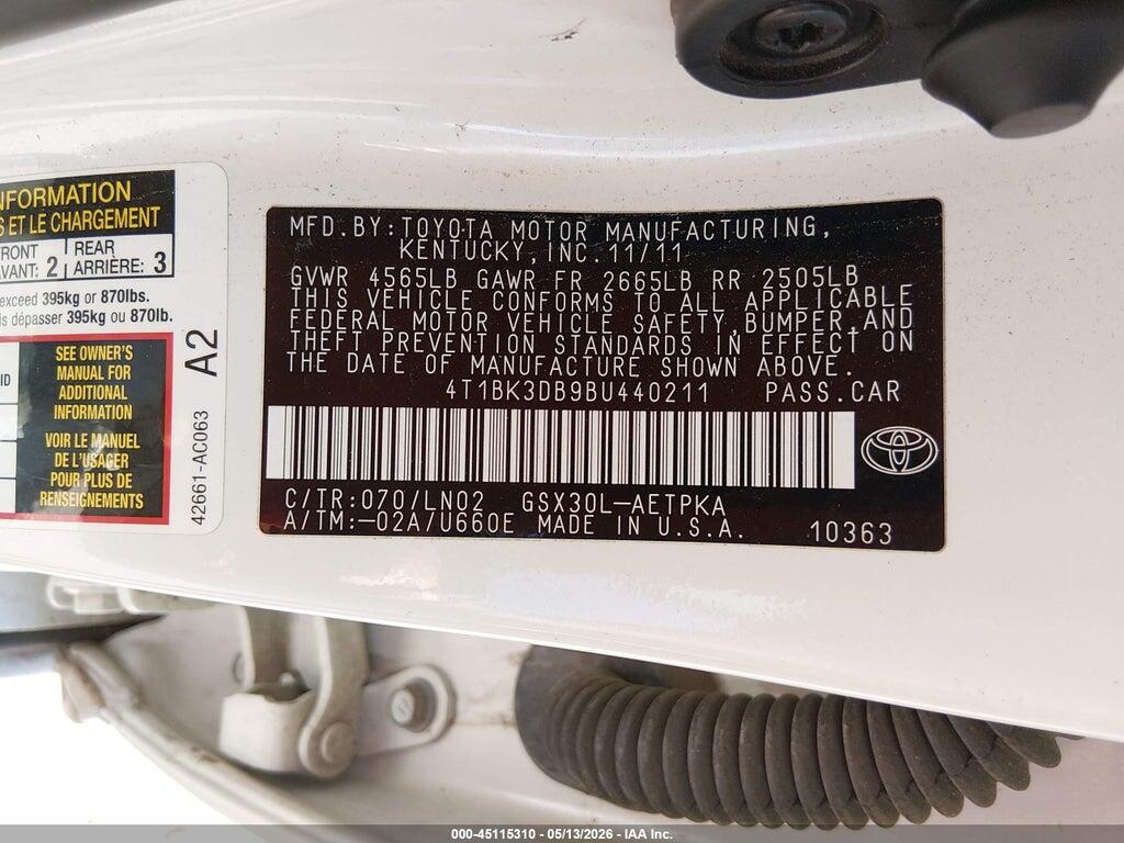 4T1BK3DB9BU440211 2011 TOYOTA AVALON photo no. 9