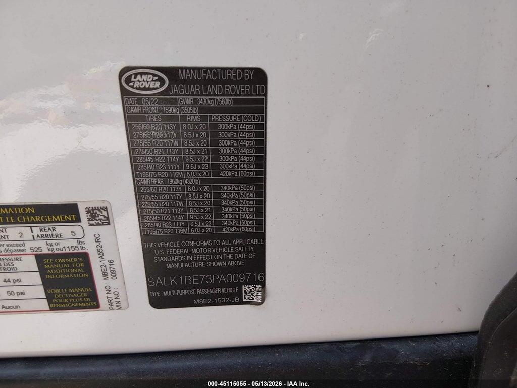 SALK1BE73PA009716 2023 LAND ROVER RANGE ROVER photo no. 9