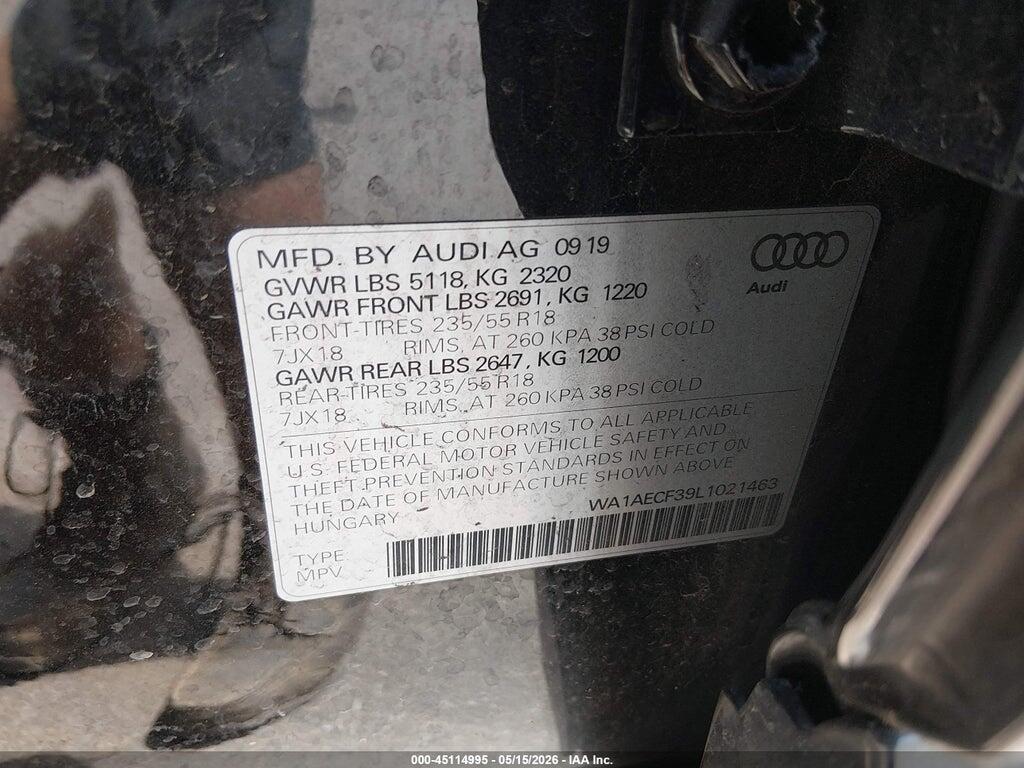 WA1AECF39L1021463 2020 AUDI Q3 photo no. 9