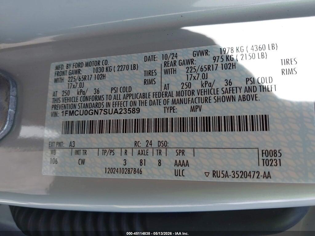 1FMCU0GN7SUA23589 2025 FORD ESCAPE photo no. 9