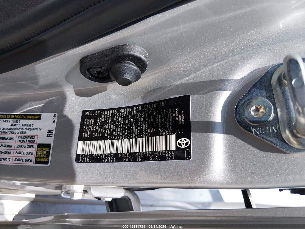 5YFS4MCE7SP248637 2025 TOYOTA COROLLA photo no. 9