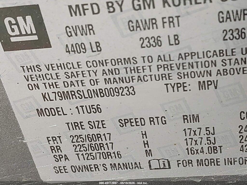 KL79MRSL0NB009233 2022 CHEVROLET TRAILBLAZER photo no. 9