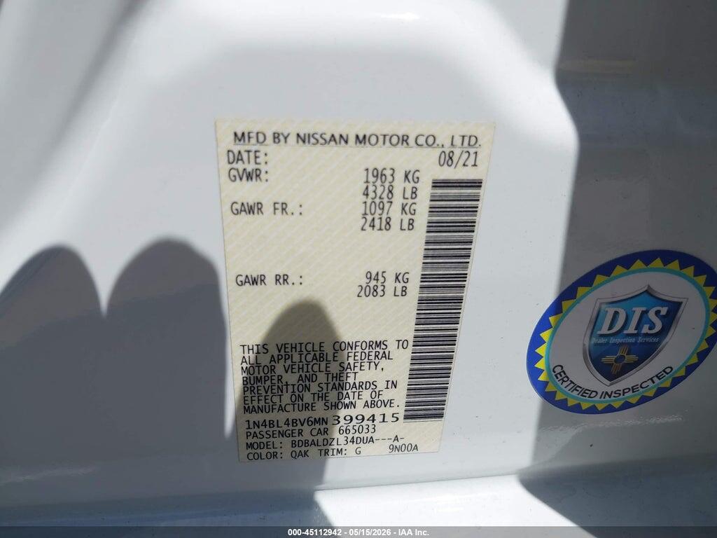 1N4BL4BV6MN399415 2021 NISSAN ALTIMA photo no. 9
