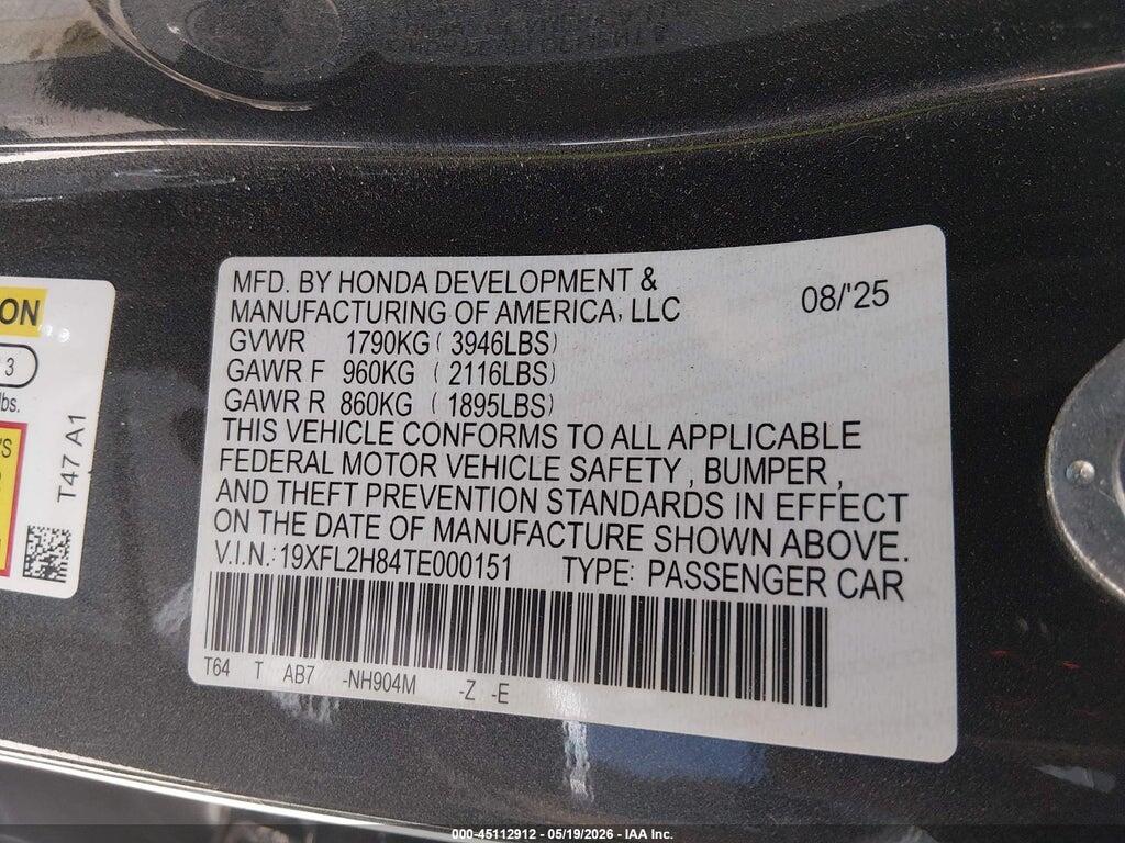 19XFL2H84TE000151 2026 HONDA CIVIC photo no. 9