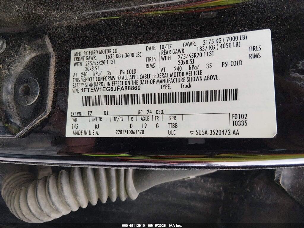 1FTEW1EG6JFA88860 2018 FORD F-150 photo no. 9