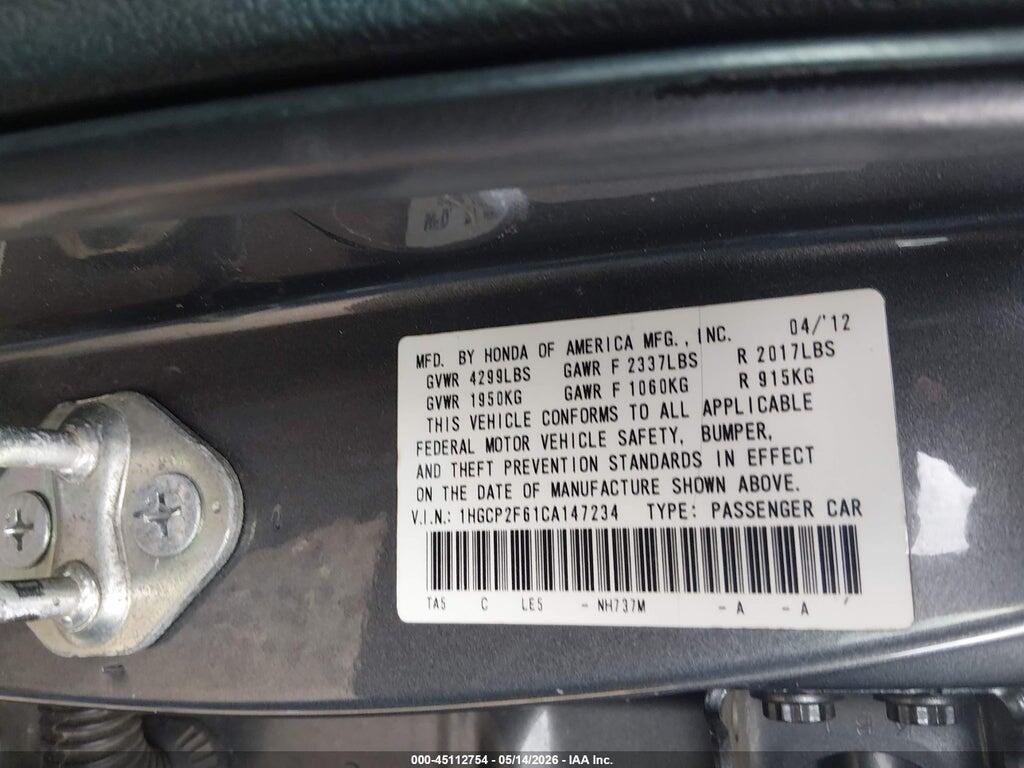 1HGCP2F61CA147234 2012 HONDA ACCORD photo no. 9