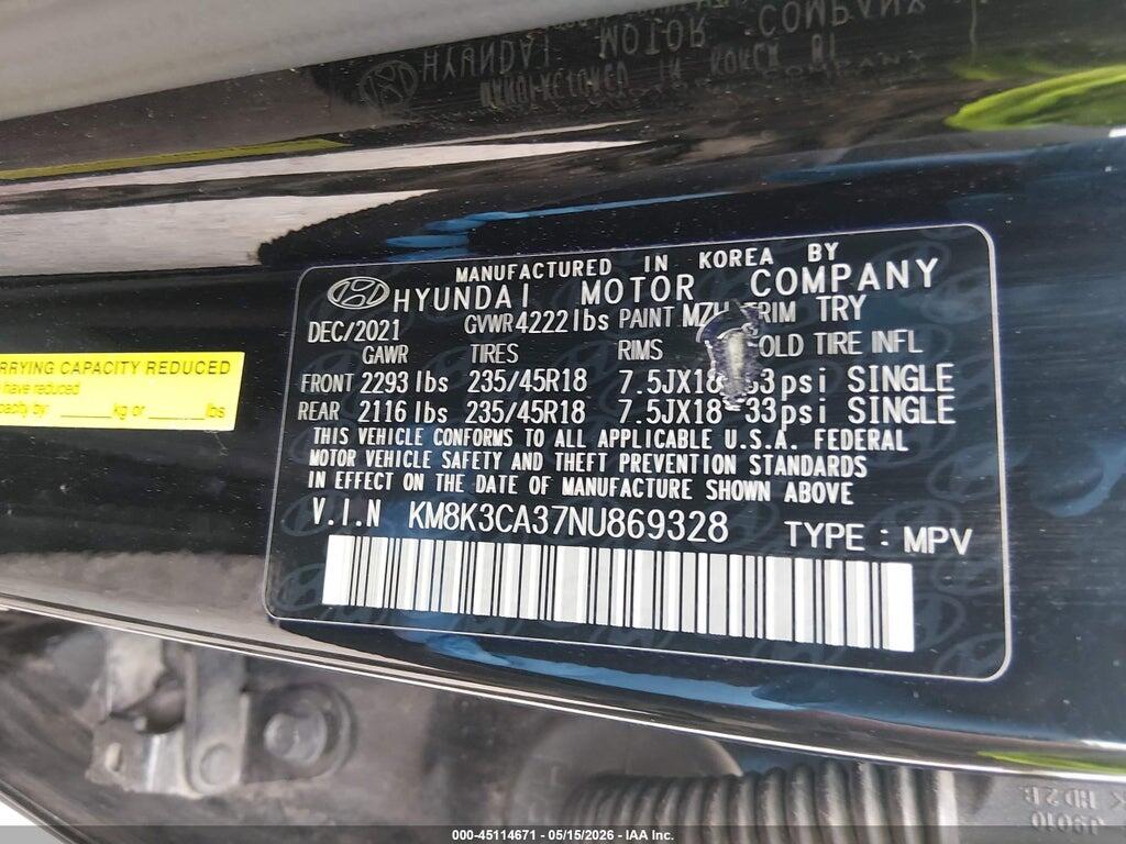 KM8K3CA37NU869328 2022 HYUNDAI KONA photo no. 9
