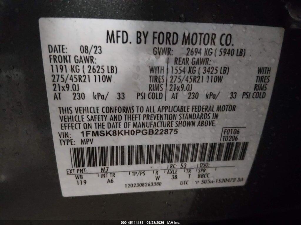 1FMSK8KH0PGB22875 2023 FORD EXPLORER photo no. 9