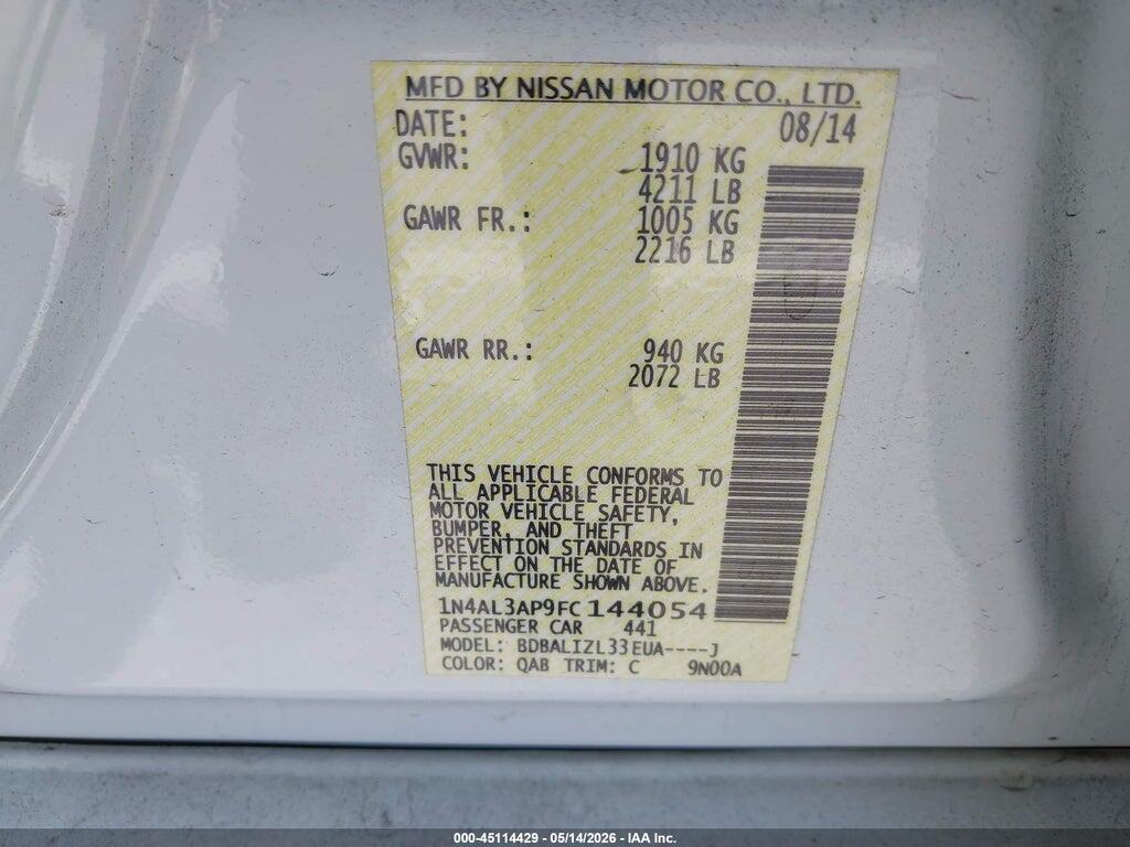 1N4AL3AP9FC144054 2015 NISSAN ALTIMA photo no. 9