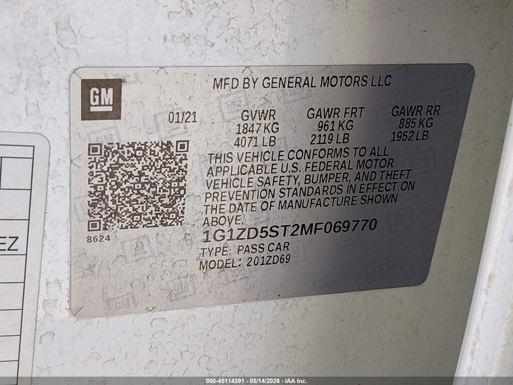 1G1ZD5ST2MF069770 2021 CHEVROLET MALIBU photo no. 9