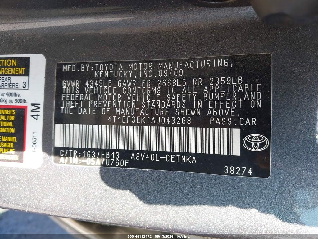 4T1BF3EK1AU043268 2010 TOYOTA CAMRY photo no. 9