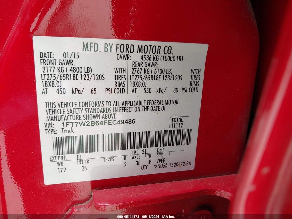 1FT7W2B64FEC49486 2015 FORD F-250 photo no. 9