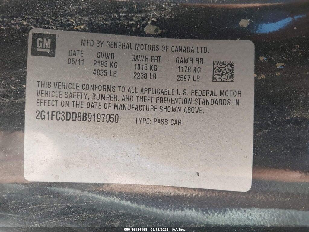 2G1FC3DD8B9197050 2011 CHEVROLET CAMARO photo no. 9