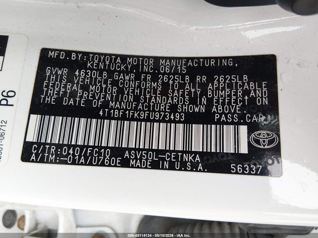 4T1BF1FK9FU973493 2015 TOYOTA CAMRY photo no. 9