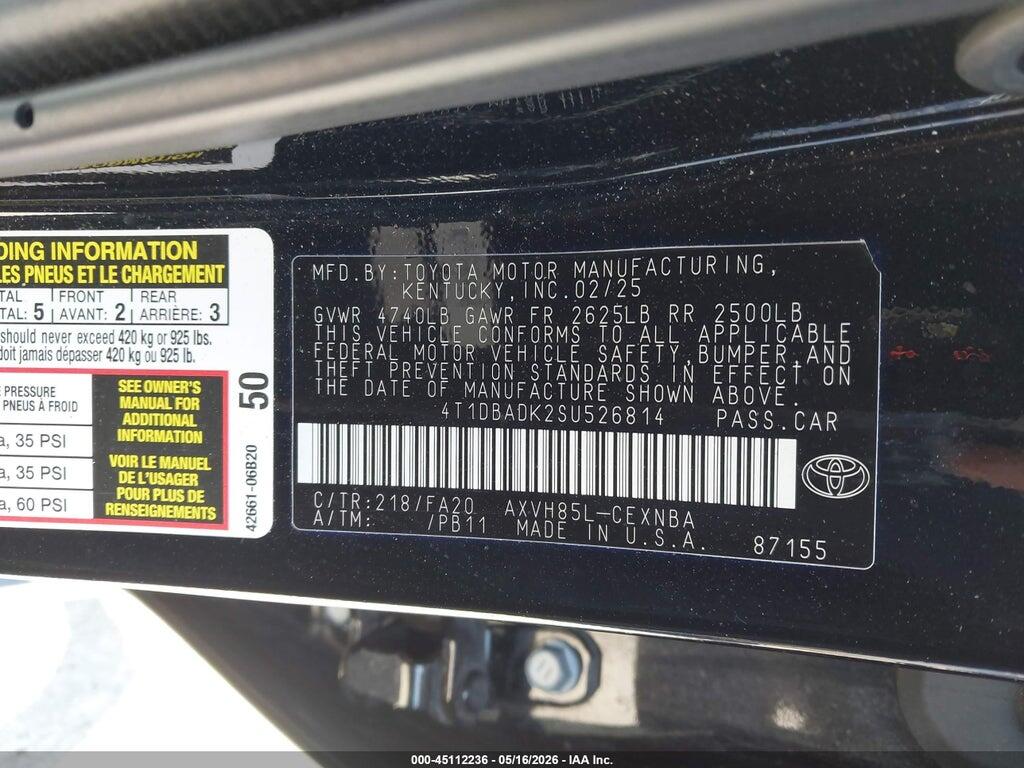 4T1DBADK2SU526814 2025 TOYOTA CAMRY photo no. 9
