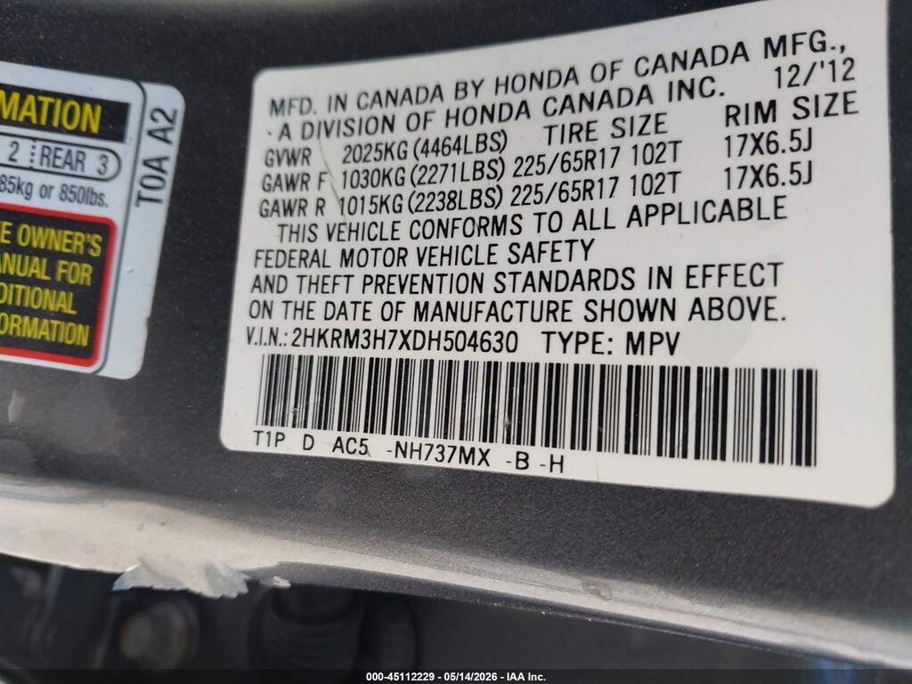 2HKRM3H7XDH504630 2013 HONDA CR-V photo no. 9
