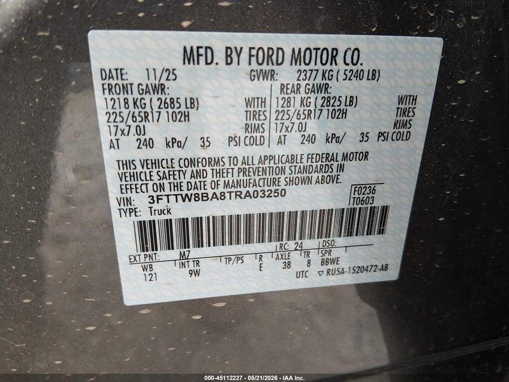 3FTTW8BA8TRA03250 2026 FORD MAVERICK photo no. 9