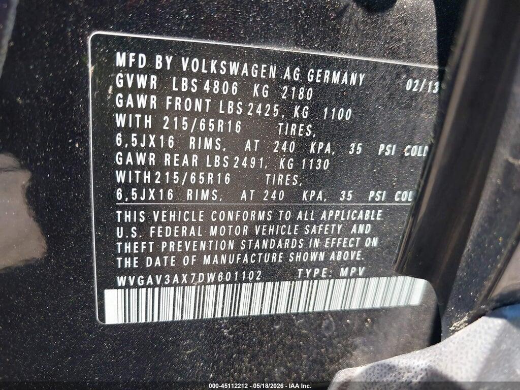 WVGAV3AX7DW601102 2013 VOLKSWAGEN TIGUAN photo no. 9