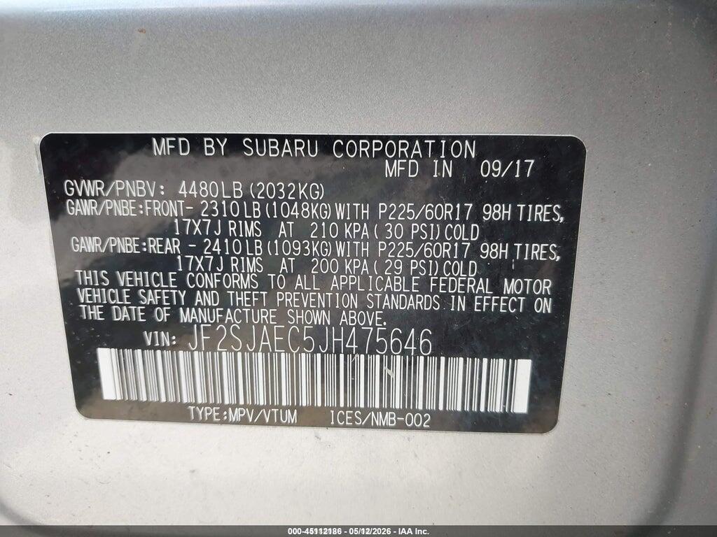 JF2SJAEC5JH475646 2018 SUBARU FORESTER photo no. 9