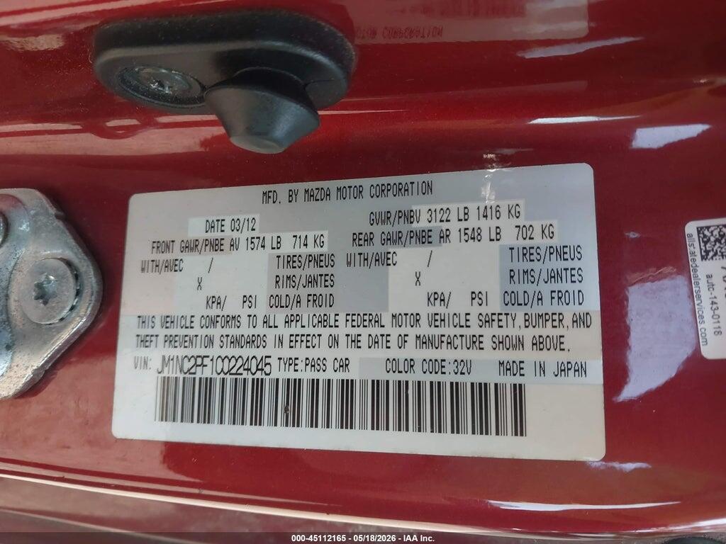 JM1NC2PF1C0224045 2012 MAZDA MX-5 MIATA photo no. 9