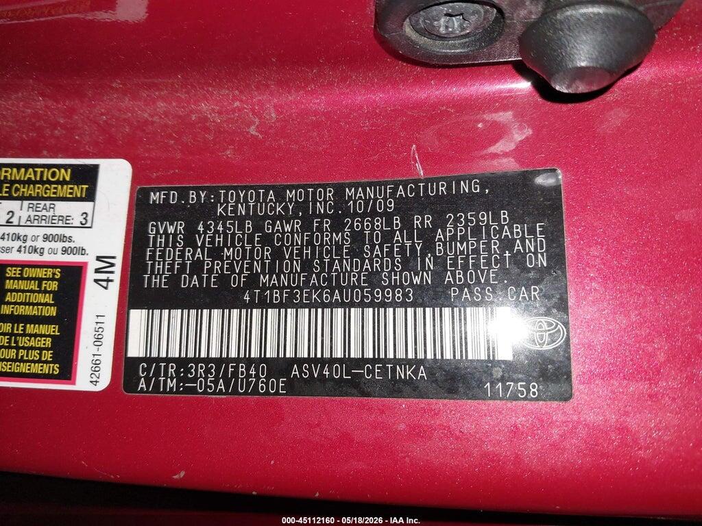 4T1BF3EK6AU059983 2010 TOYOTA CAMRY photo no. 9