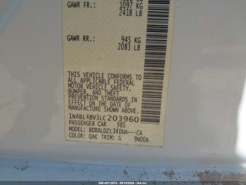 1N4BL4BV3LC203960 2020 NISSAN ALTIMA photo no. 9