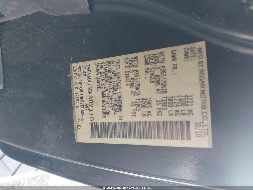 1N6AA0CC3BN307110 2011 NISSAN TITAN photo no. 9