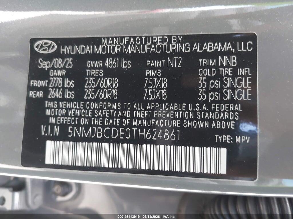 5NMJBCDE0TH624861 2026 HYUNDAI TUCSON photo no. 9